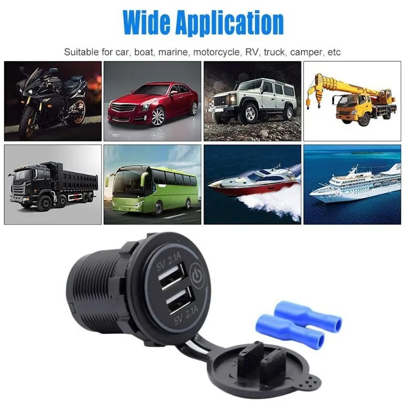 شاحن سيارة مع كابل مدمج، شاحن USB الكل في واحد للسيارة والدراجات النارية #3