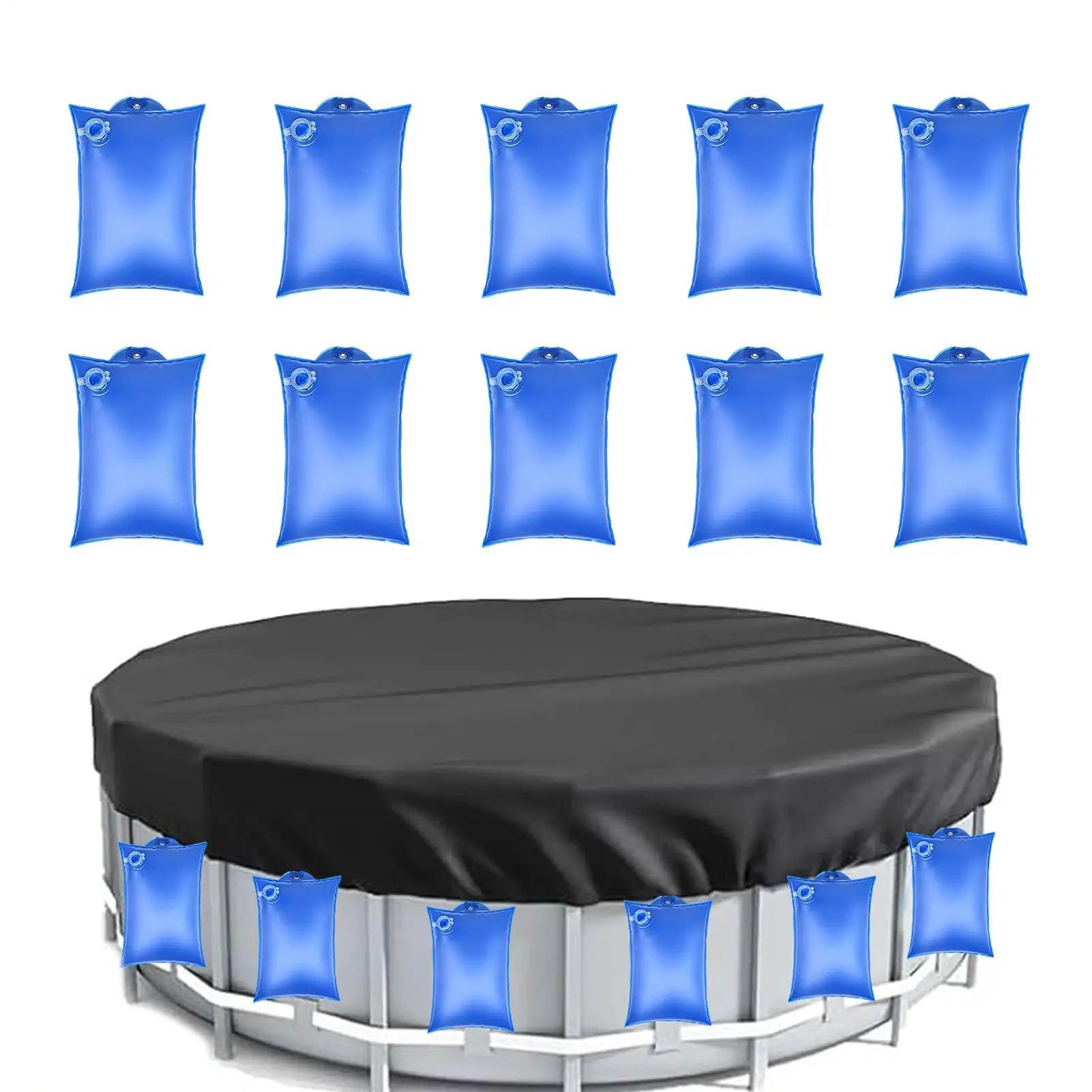 

10 шт., гири для покрытия бассейна с крючками, подвесная сумка для покрытия бассейна, герметичные наземные настенные сумки для бассейна для надземного бассейна