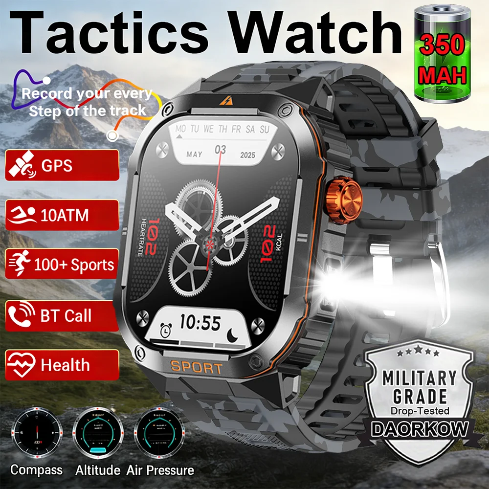 

Новые смарт-часы T-Rex3 2026 года, 350 мАч, военные, мужские, с AMOLED-экраном 2,01 дюйма, GPS, водонепроницаемость 5ATM, компас, Bluetooth-звонки, LED-фонарик