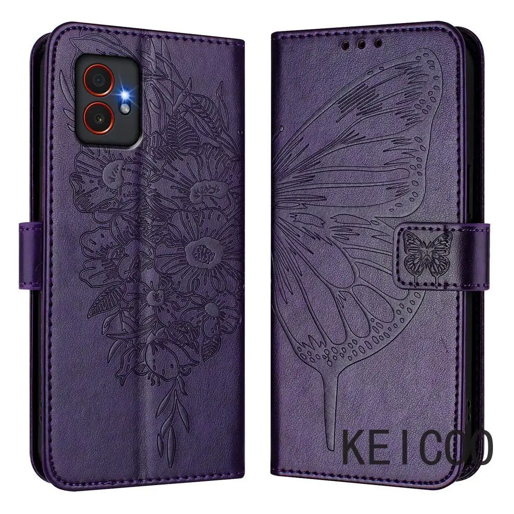 

Откидная крышка-подставка, красивый кожаный чехол для Samsung Galaxy XCover 4s 4 5 6 7 Pro 5G с тиснением в виде бабочки и слота для карты, чехол для телефона