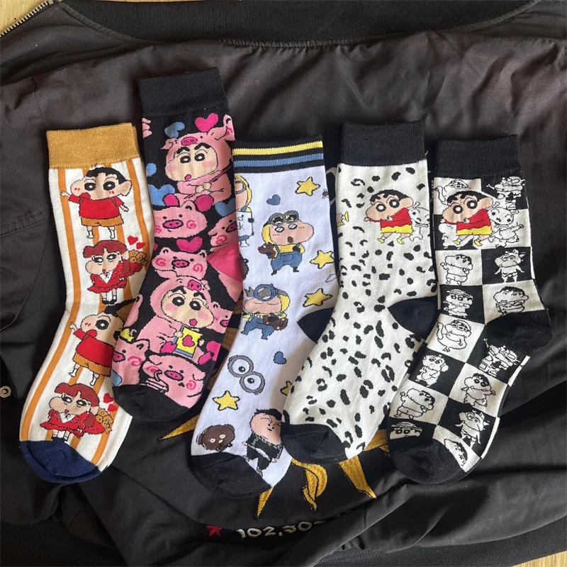 للتلوين شين تشان نوهارا شينوسوكي الكرتون لطيف جوارب متوسطة هدية عيد شخصية الإبداعية أنيمي الجوارب الطرفية