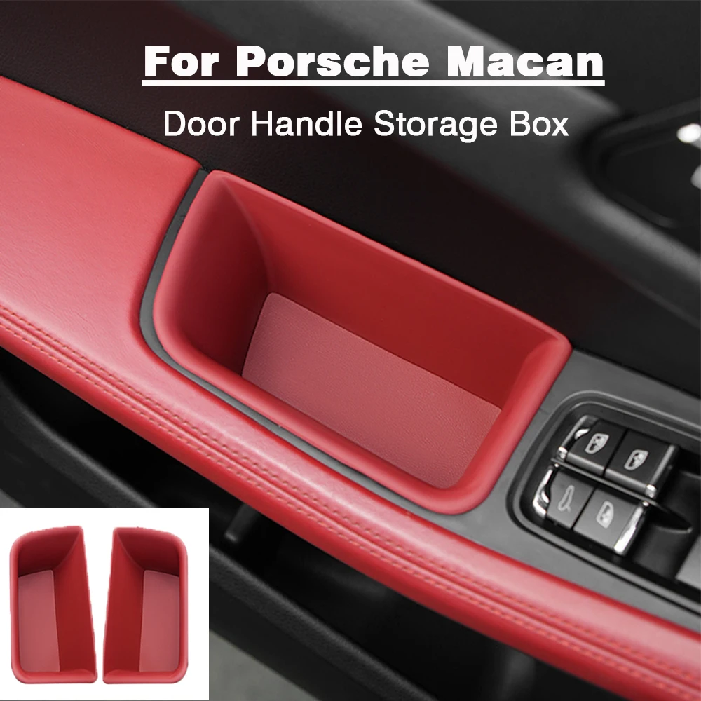 

For Porsche Macan 2014-2025 Car Organizer Door Handle Storage Box Front Rear Door Armrest Protector Key Phone Holder Accessories