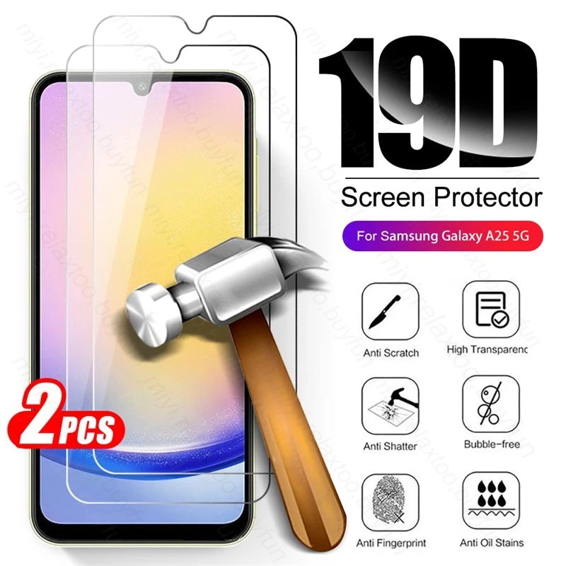 2PCS For Samsung Galaxy A25 5G Case HD Tempered Glass Full Cover Screen Protector SamsungA25 A 25 2023 SM-A256B 6.5