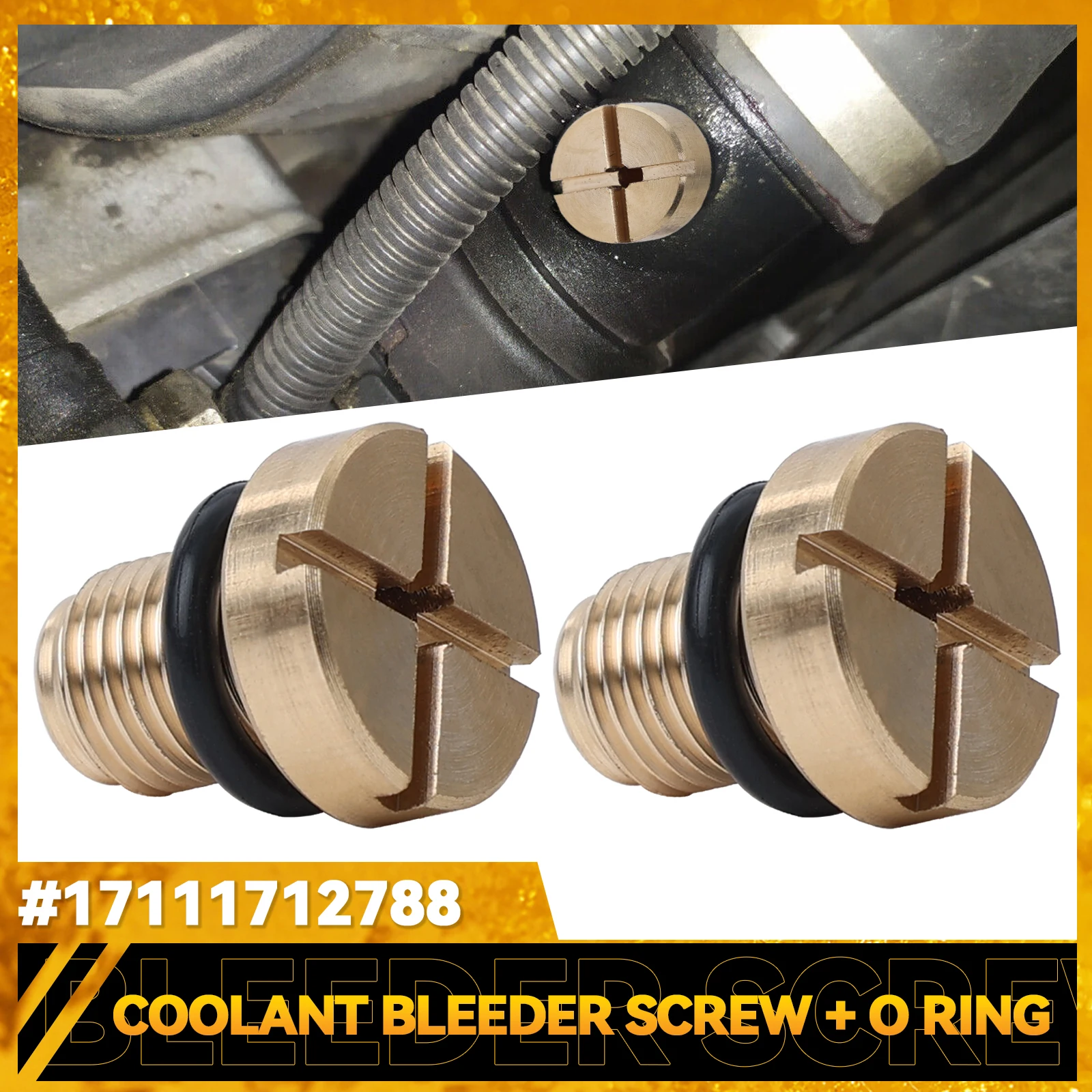 2x Brass Coolant Expansion Tank Drain Bleeder Screw Bolt Discharge Valve For BMW E36 E39 E46 Mini Cooper 17111712788 11537793373