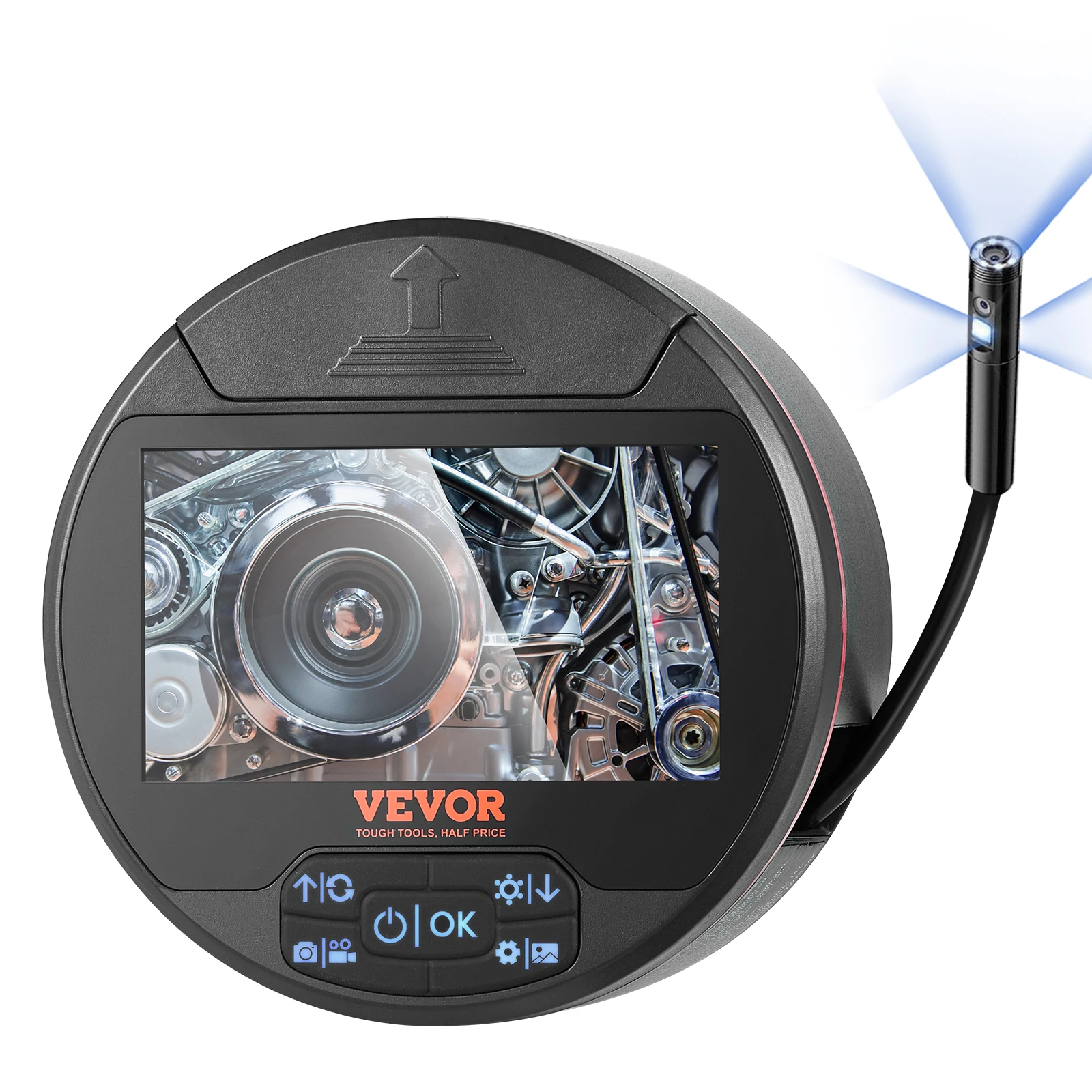 VEVOR Endoscoopcamera met drie lenzen 4,3-inch IPS-scherminspectiecamera met IP67 waterdichte Borescope voor auto-loodgieterswerk