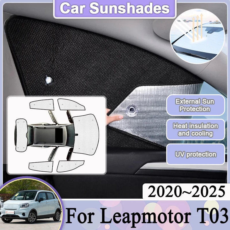 

Автомобильный солнцезащитный козырек с полным покрытием для Leapmotor T03, аксессуары 2025 2024 2023 2022 ~ 2020, наклейка на лобовое стекло, анти-УФ-козырек