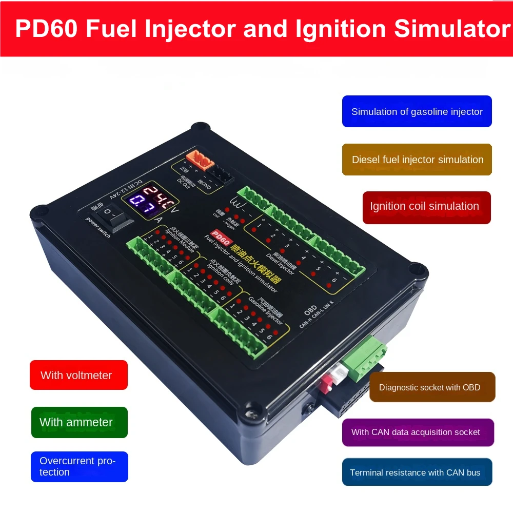 PD60+ Auto Injector Fuel Injection Ignition Simulator Gasoline and Diesel Vehicle Car Computer Board ECU Maintenance Tester