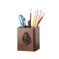 Creative European Style Rural Wooden Table Storage Box PineCones Pen Holder