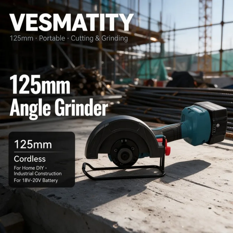 Portable Power Cutting Tool 125mm Angle Grinder for Industrial Construction Home DIY for 18V-20V Battery