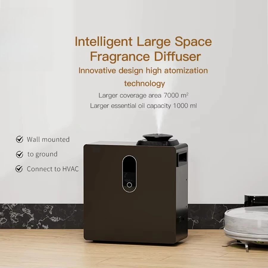 Scent Diffuser Machine, HVAC System Compatible, Hotel Aromatherapy, Essential Oil, Metal Body, 500ml Capacity, Silent Operation