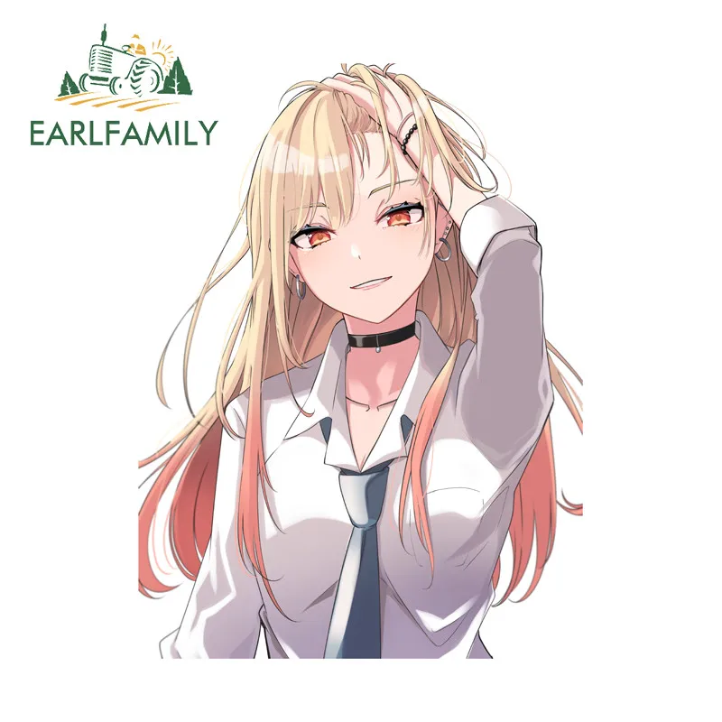 EARLFAMILY Marin Kitagawa Reflective Car Sticker Cute Windshield Motorcycle Skateboard SUV PVC Decal Scratch-Proof Car Styling