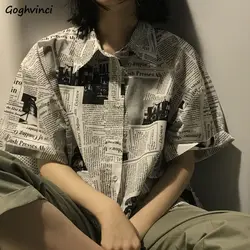 Shirts Women Printed Leisure Chic Unisex BF Couples Thin Breathable Fashion All-match Summer 2XL Loose Ulzzang Retro New Female