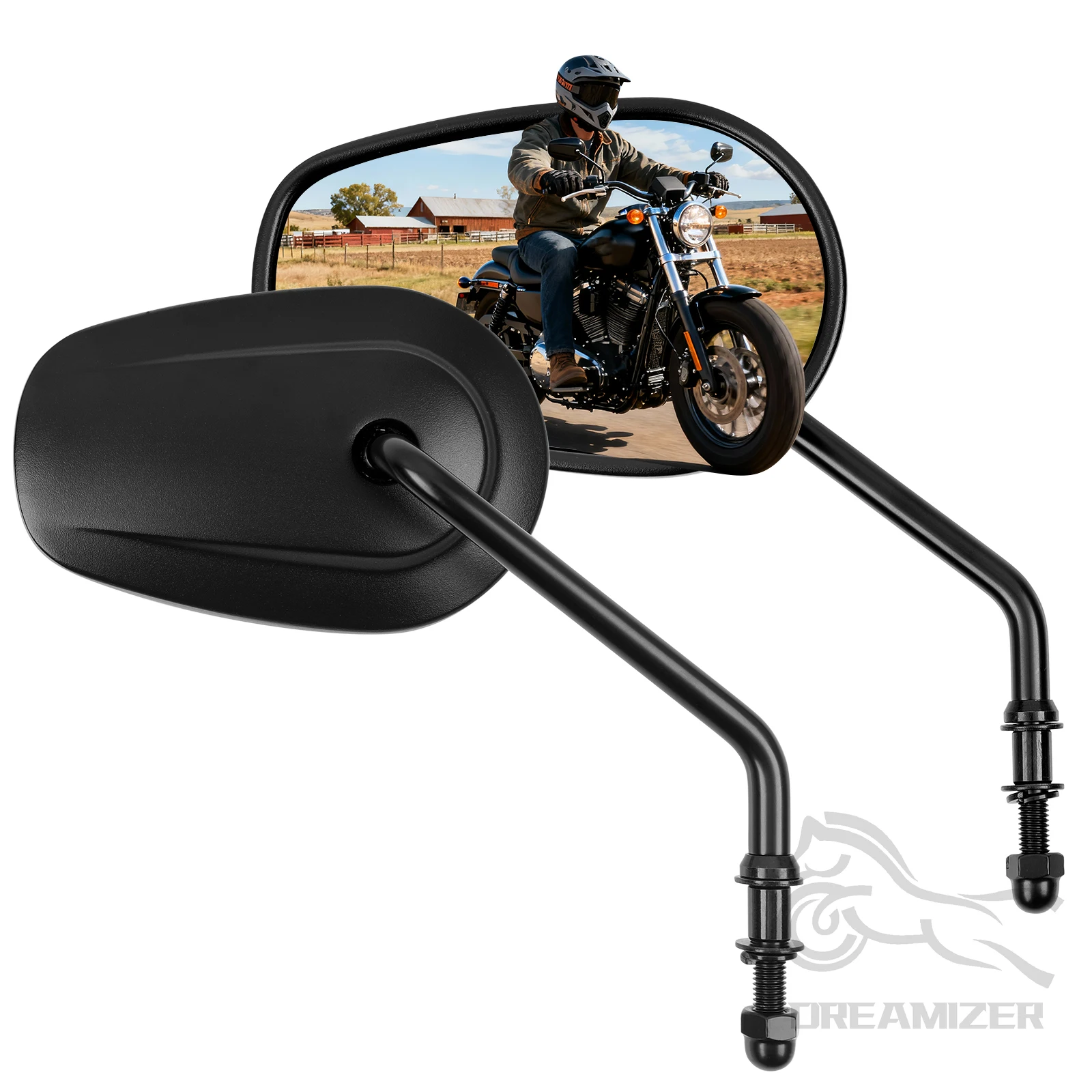 1 Pair 8MM Side Mirrors Rearview Oval For Jeep Wrangler Rubicon JL JK Door-Off Side Mirrors Doorless Rearview