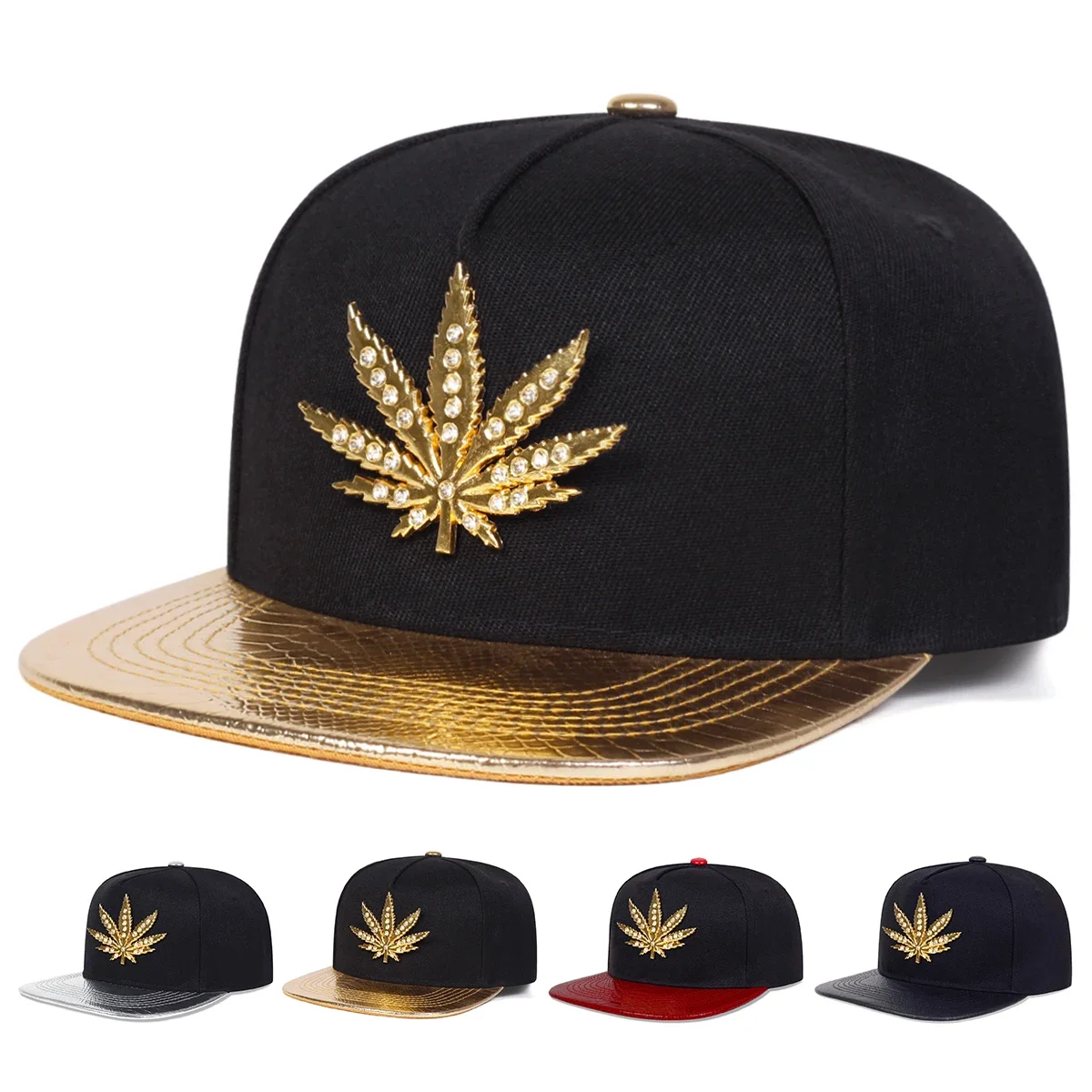 Unisex Maple Leaf Label Hip-hop Hats Spring Autumn Outdoor Adjustable Casual Baseball Caps Trucker Caps Sunscreen Hat