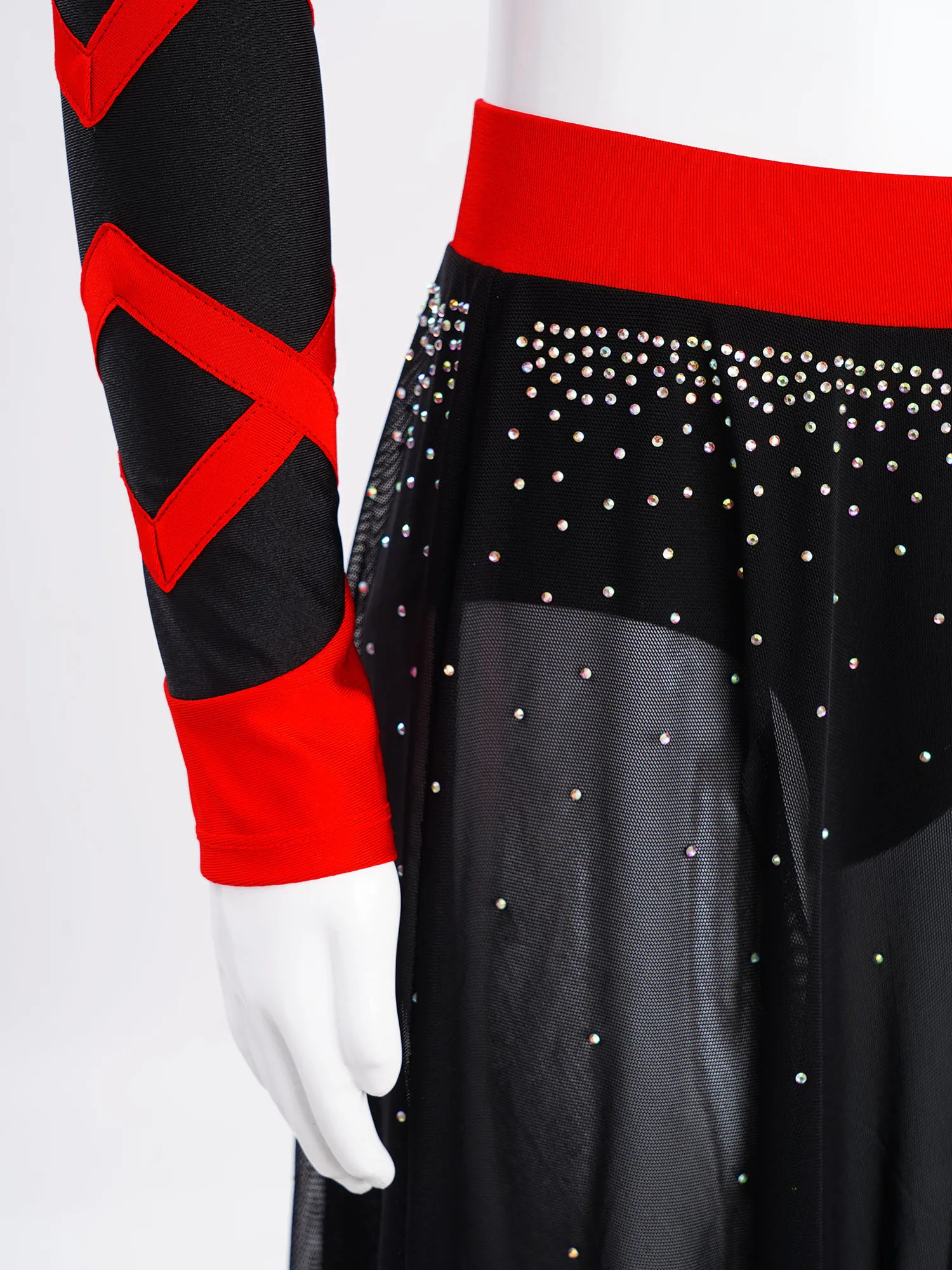 Vestido de patinaje artístico para niños, Top corto de malla transparente con falda Irregular, traje moderno de Ballet para niñas, disfraz de actuación de danza lírica