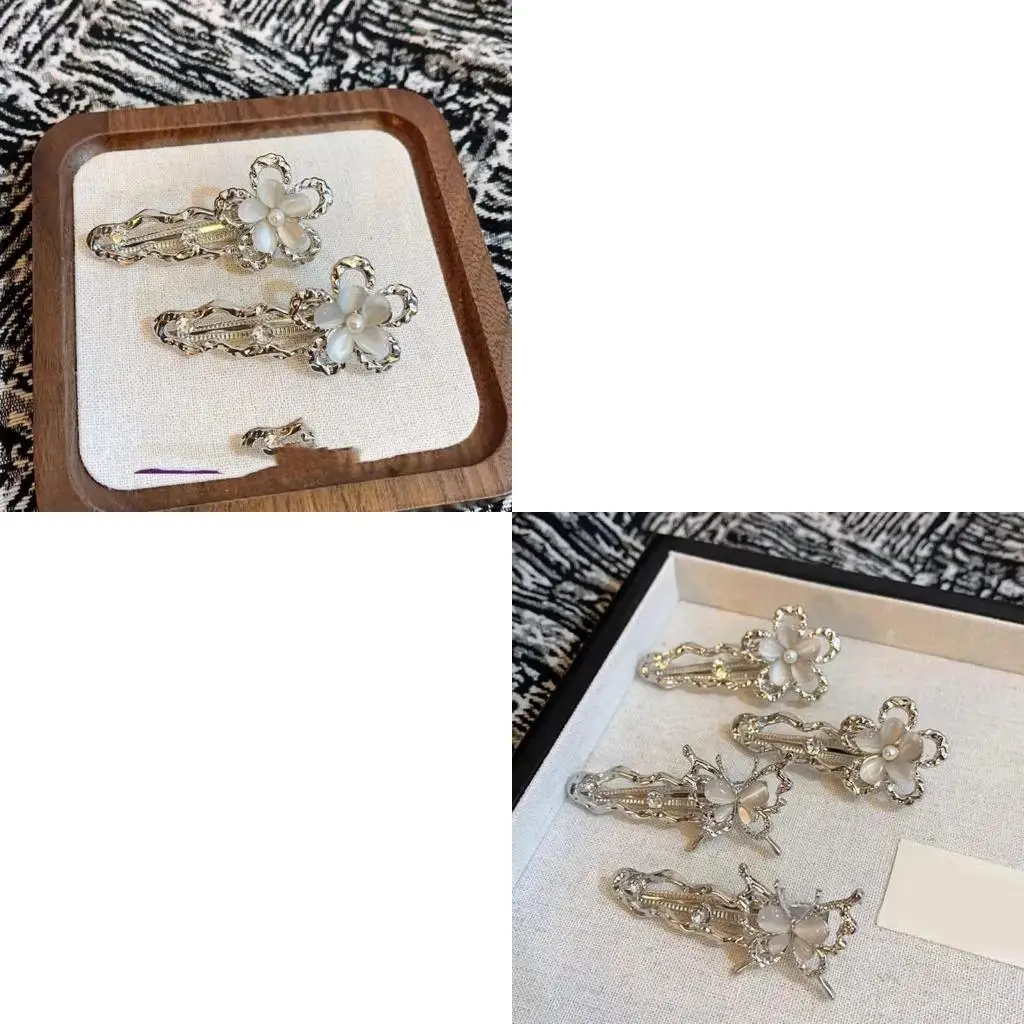 

652F Metallic Butterfly Hair Clip Elegant Zircon Side Clip Hairpin Women Hair Styling Tool for Side Hair 2000S Girl Headwear