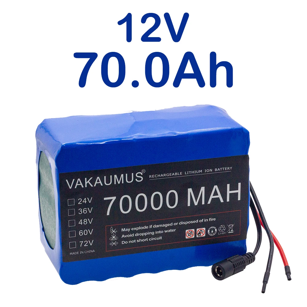 3S12P 12V 70AH battery pack 12.6V 70000MAH BMSLED light speaker tool toy car 18650 Li-ion battery pack18650 recharable battery