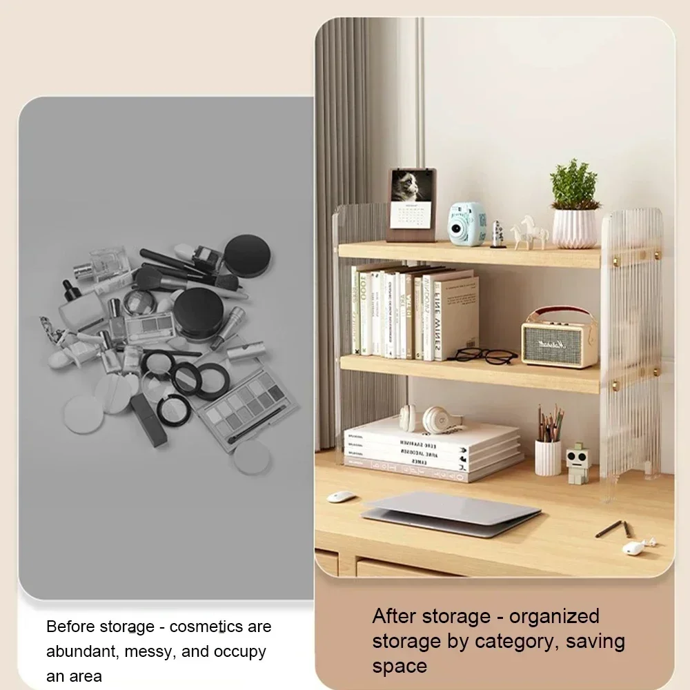 Desktop Storage Rack Acrylic Desk Bookshelf Office Workstations Multi Layer Storage Rack Student Dormitory Organizing Rack