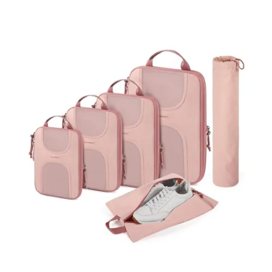 

Compression Packing Cubes 6 Set Lightweight Travel Organizers for Suitcases Compact Packing Cubes in Multiple Colors with Compr