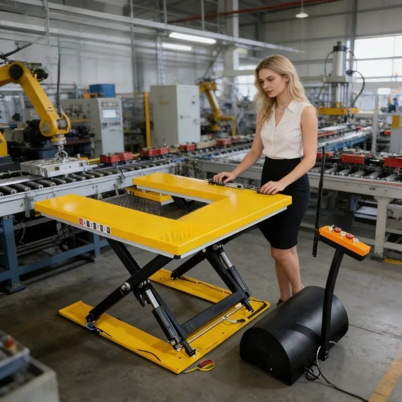 Hydraulic elevator for U-shaped fixed pallet tray