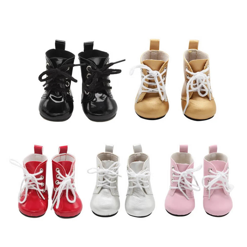 7CM Doll Boots Handmade Doll Mini PU Shoes Fit for 18 Inch American&43CM Height Doll Accessories for Generation Girl`s Toy