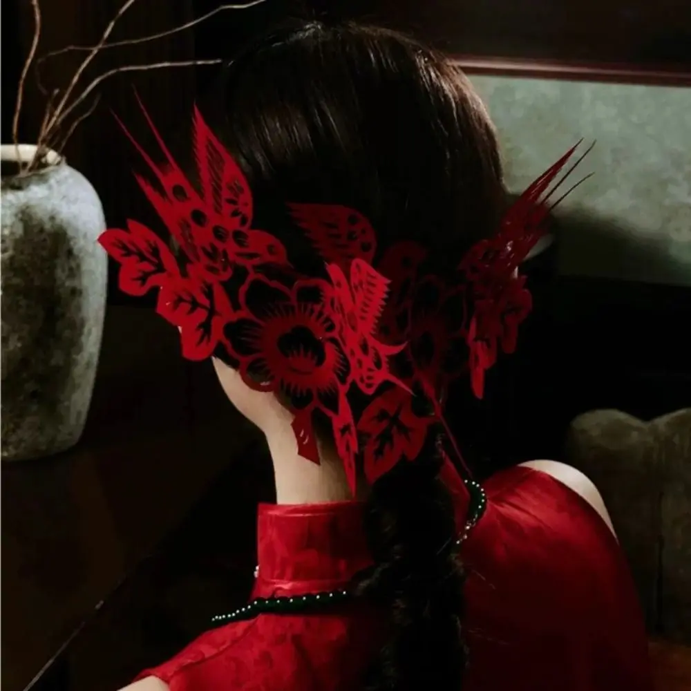 

Retro Magpie Chinese Style Headpiece Flower Hairpin Bride Wedding Headdress Cheongsam Morning Robe New Year Headdress Photograph