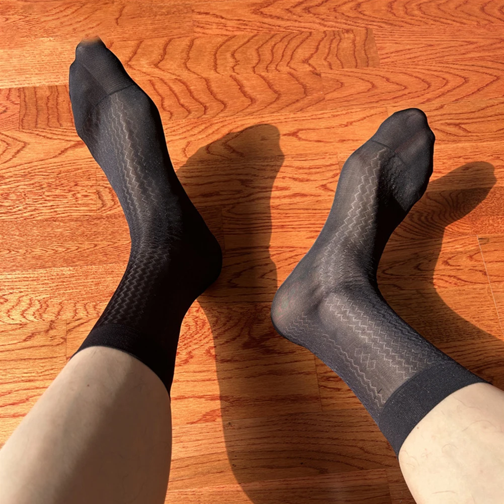 Bas transparents de 20cm pour hommes, chaussettes tubulaires transparentes et soyeuses, chaussettes tubulaires transparentes, matériau respirant, vêtements confortables