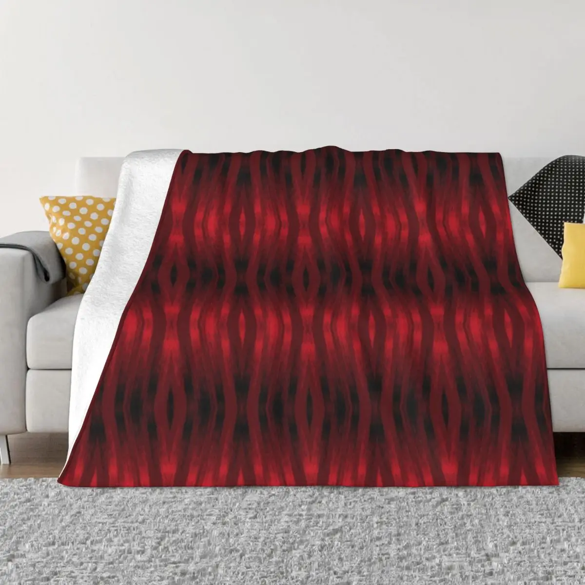 

Red and black ikat pattern. Throw Blanket Fluffy Softs Camping Picnic Blankets