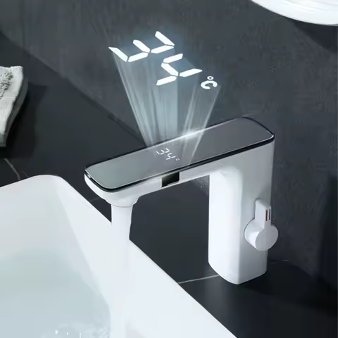 White Bathroom Basin Faucet Hot Cold Water Mixer Deck Mount Bathroom Sink Faucet