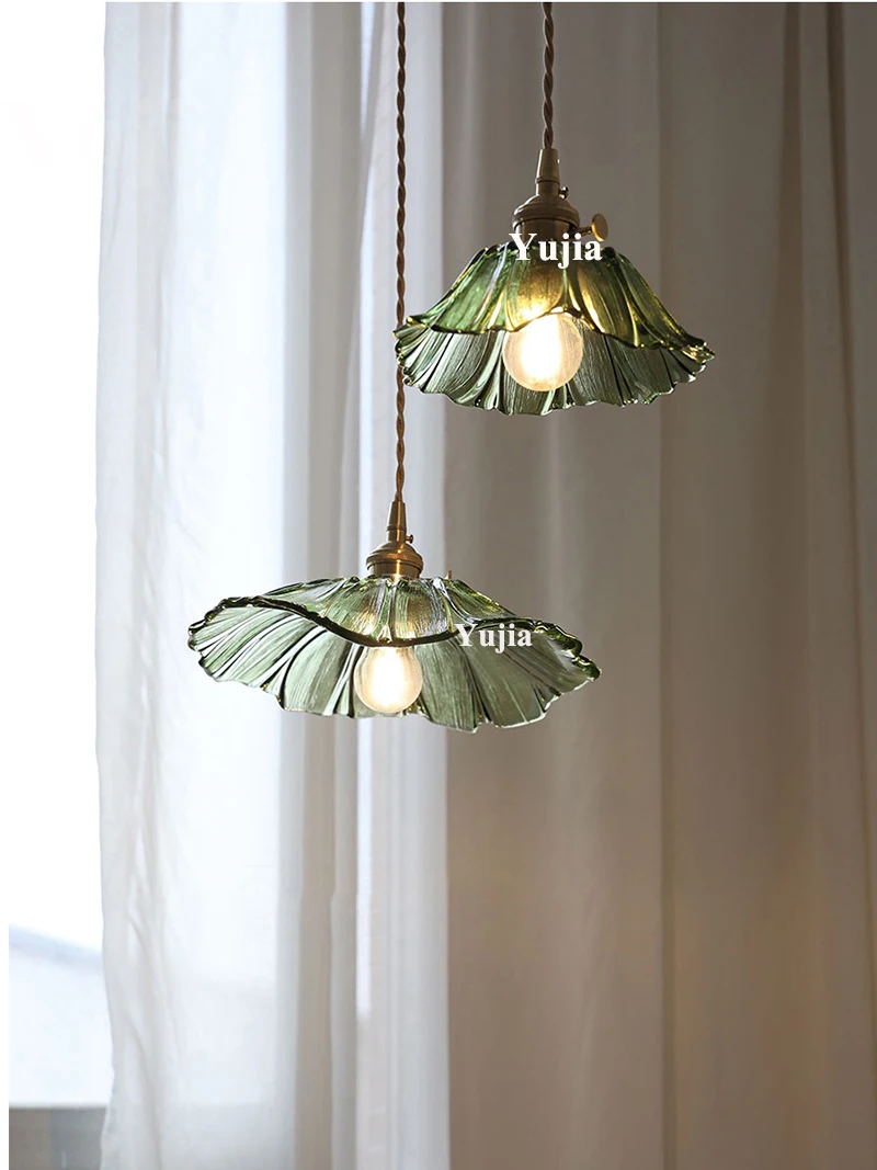 Multi-Style Nordic Pendant Lamp Green Glass Ceiling Lighting Kitchen Island Hand Brass Hanging Light Fixtures for Dining Room