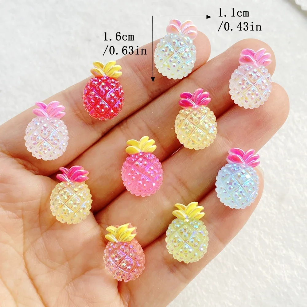 30Pcs Mix Mini Colorful Shiny Pineapples Nail Art Flat back Bead Scrapbook DIY Manicures Applique Accessories Crafts