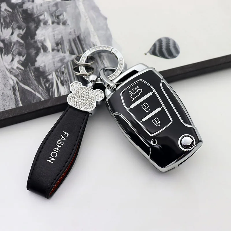 TPU Shell Fob Protector Holder Bag Car Folding Key Case Cover For SsangYong Kyron 2 Sanka Actyon Korando Tivoli Accessories