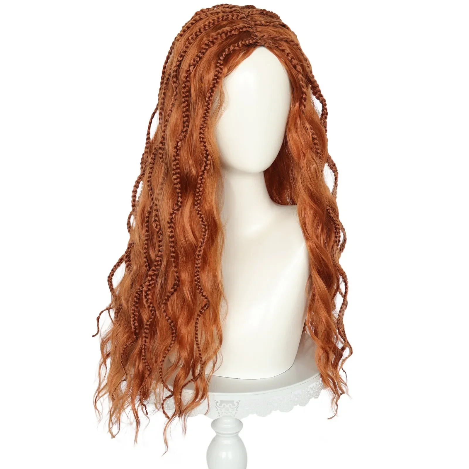 The Little Mermaid Ariel Cosplay Wig Anime Long Brown Synthetic Curly Hair Halloween Role Play Party Accessory Props Gift