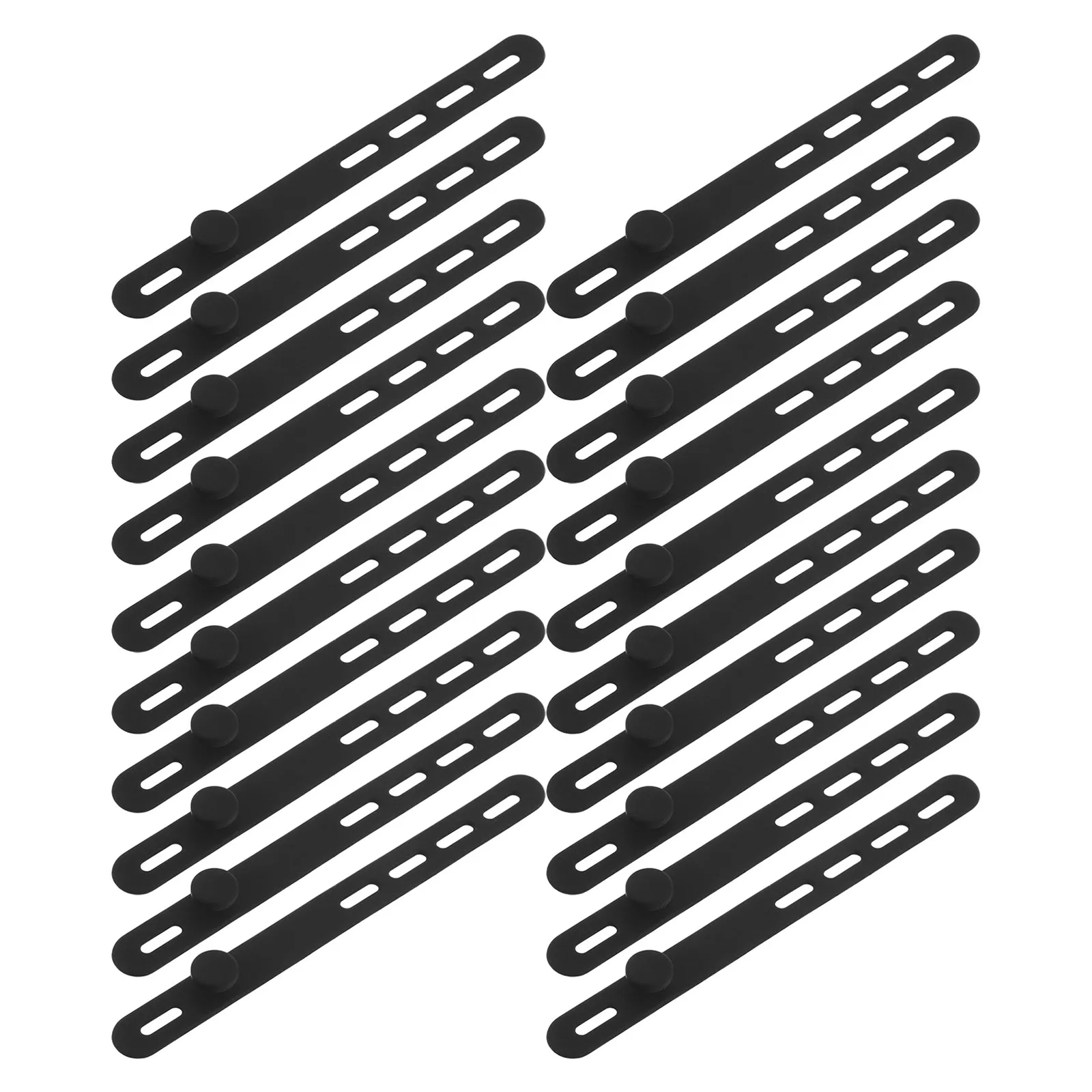 40Pcs Cable Organizer Silicone Wire Ties Adjustable Reusable Elastic Cord Management Straps Charger Data Storage Black