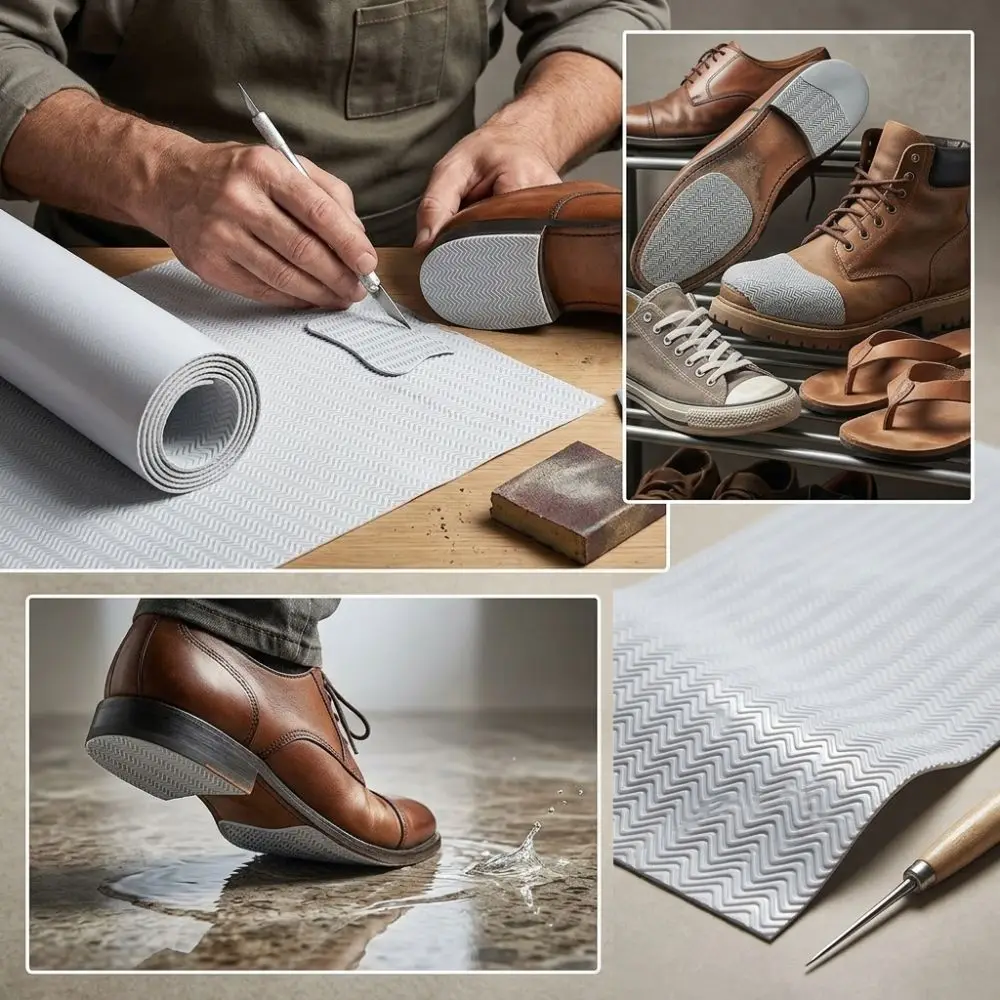 Practical Non-Slip Design Beef Tendon Rubber Sole Sheet Wave Design Shoe Sole Repair Pad Anti-Slip Sole Material DIY