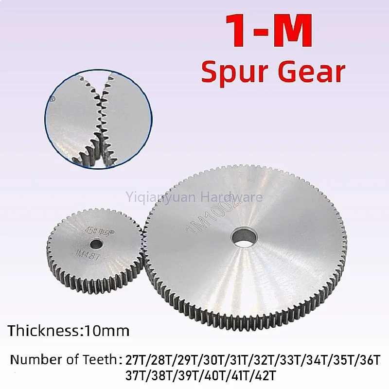 Yiqianyuan 1-Mode 27-42T Spur Gear 45# Carbon Steel Outer Diameter 29-44mm Thickness 10mm