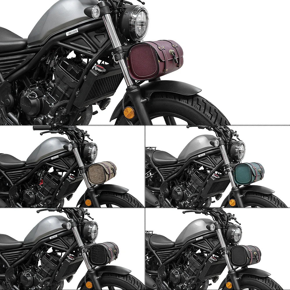 

Universal Black Motorcycle Tool Bag Racing Tail Storage Front Fork Handlebar Saddlebag Roll Barrel Accessories