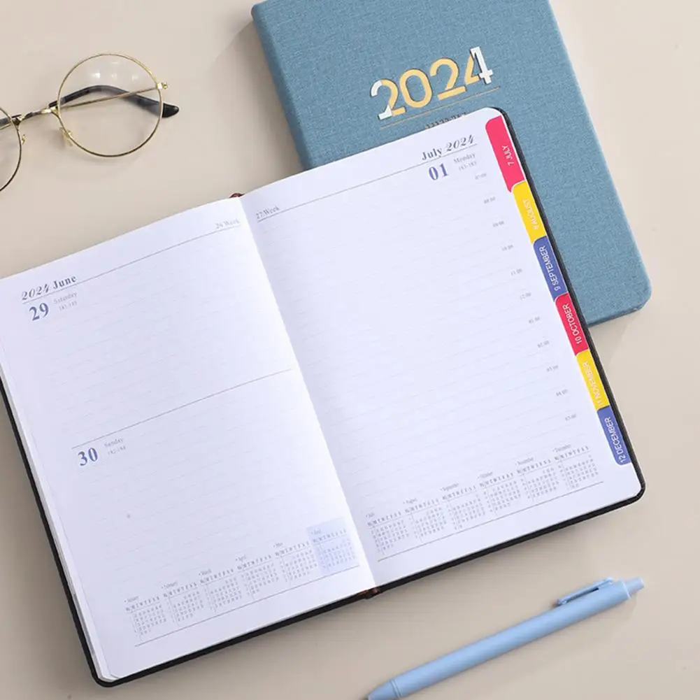 Agenda de piel sintética para reuniones, Agenda con estilo, organizador de citas, planificador mensual A5, cuaderno con alambre para una eficiencia, 2024