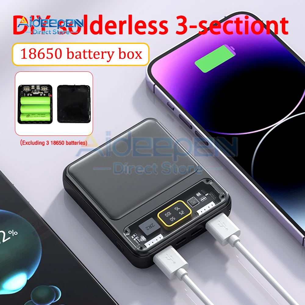 3*18650 etui na ładowarkę DIY Power Bank Box Charge 5V 2A podwójne wyjście USB schowek na baterie dla iPhone Xiaomi
