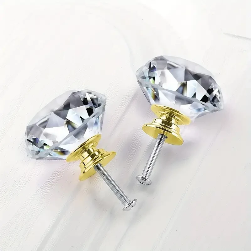 1/4/6/10 pieces crystal glass cabinet handles 30mm diamond drawer kitchen cabinet dresser cupboard wardrobe handles
