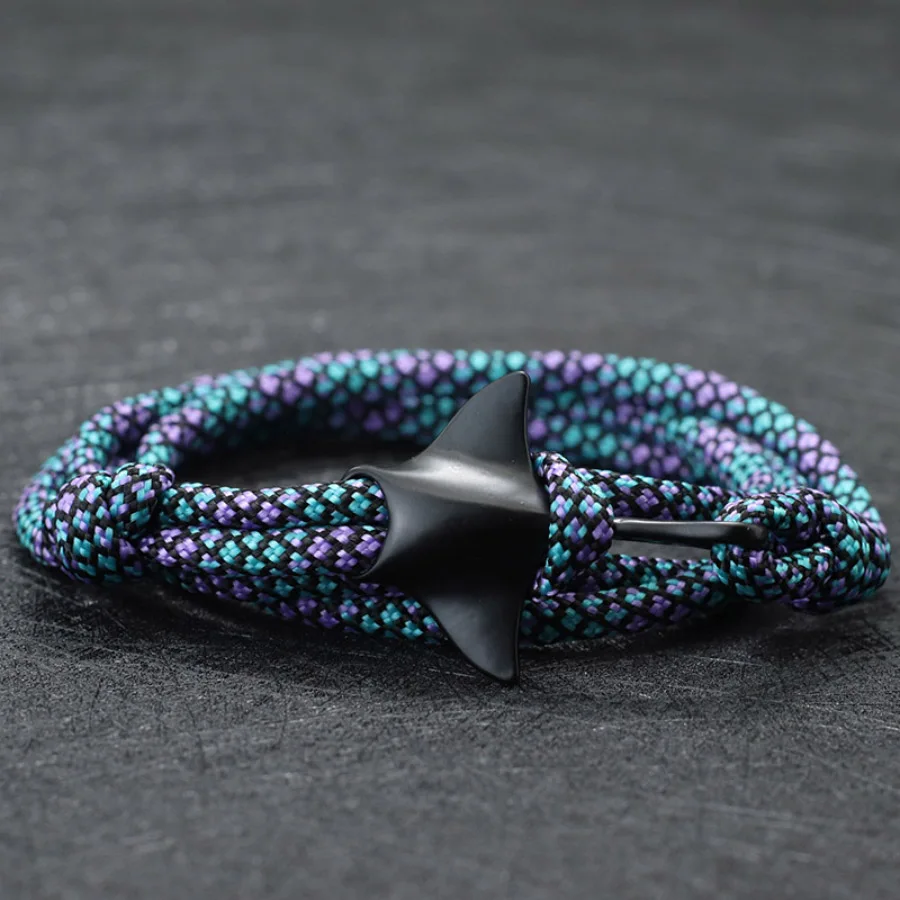 Neues Manta-Armband für Männer und Frauen, mehrschichtiges Paracord-Armband, handgefertigtes gewebtes Wickelarmband, Strand-Nautik-Stoff-Armband, Joias