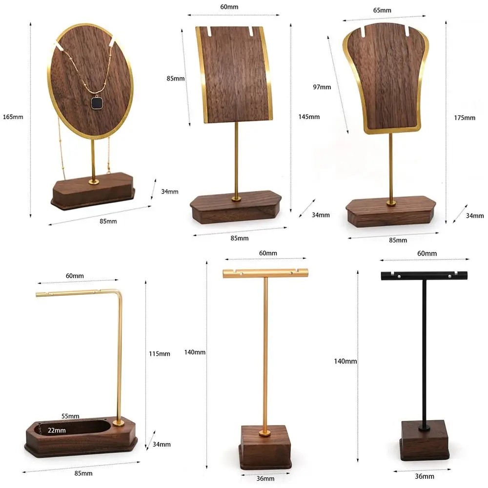 Soporte para presentación de joyería de cobre y madera duradero, accesorios de fotografía, estante de almacenamiento Simple, soporte de exhibición para collar