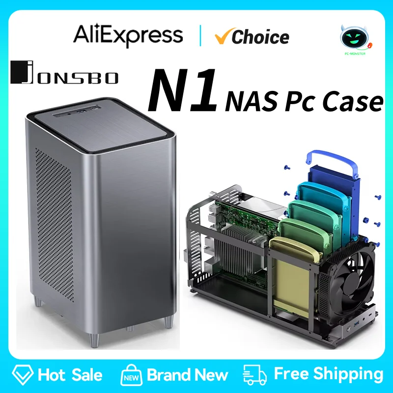 JONSBO N1, маленькая шасси NAS, ПК, настольное хранилище, все в одном, сервер, мультимедиа, 5 дисков, горячая замена, шасси, компьютер, Умный вентилятор 14 см, 2024
