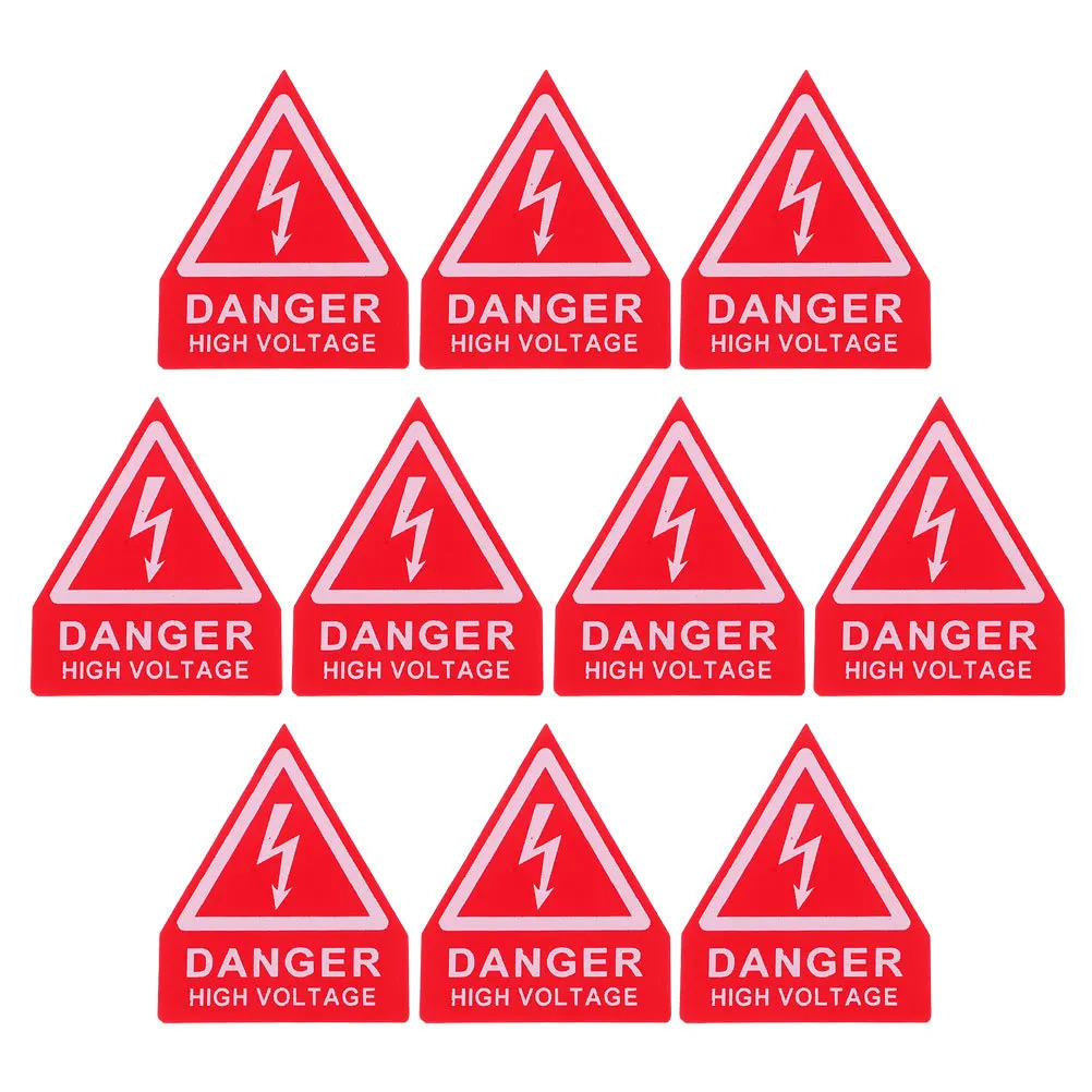 

10Pcs High Voltage Warning Stickers Durable PVC Self-Adhesive Safety Labels for Electrical Panels Electric Shock Caution Signs