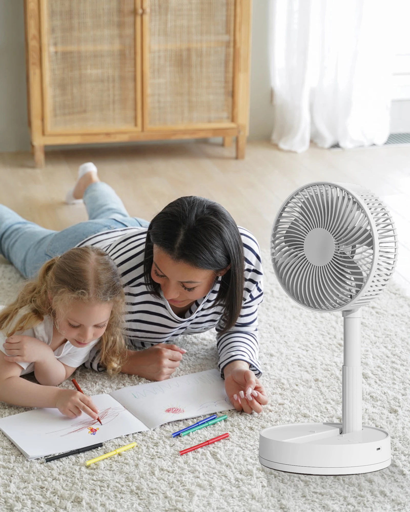 KASYDoFF Portable Oscillating Desk Fan, 8-Inch＆ 5400mAh USB Battery Operated Fan with 4 Speed Strong Airflow Foldable Personal