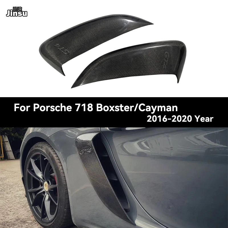 GT4 Style Carbon Fiber Car Body Kit Fender Side Air Intakes Vents Cover Trim For Porsche 718 Boxster Cayman