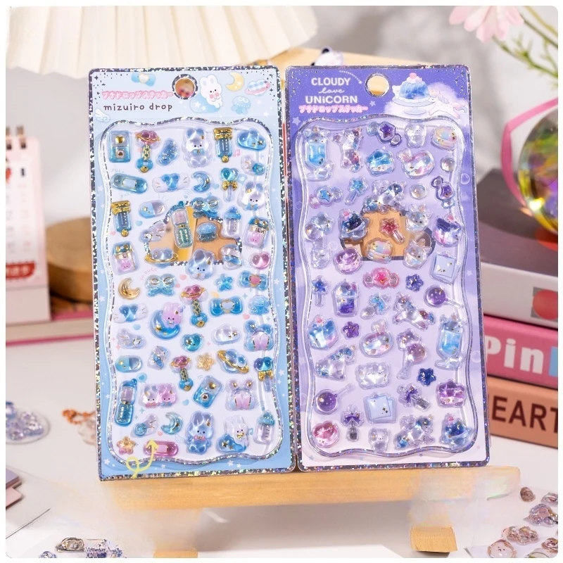 Mini Style japonais nouveau dessin animé 3D goutte Relief autocollants Scrapbooking bricolage journal papeterie journal décor école mignon autocollants