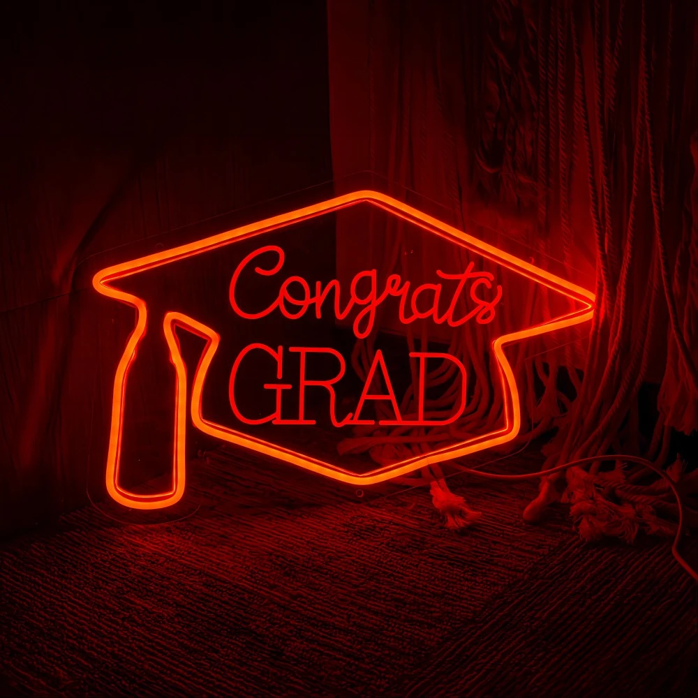 Imagem -03 - Luzes Led para Decoração de Cerimônia de Graduação 12 Parabéns de Cor Sinal de Néon Gravado Personalidade Suporte Personalizado Luzes Led Decoração do Quarto