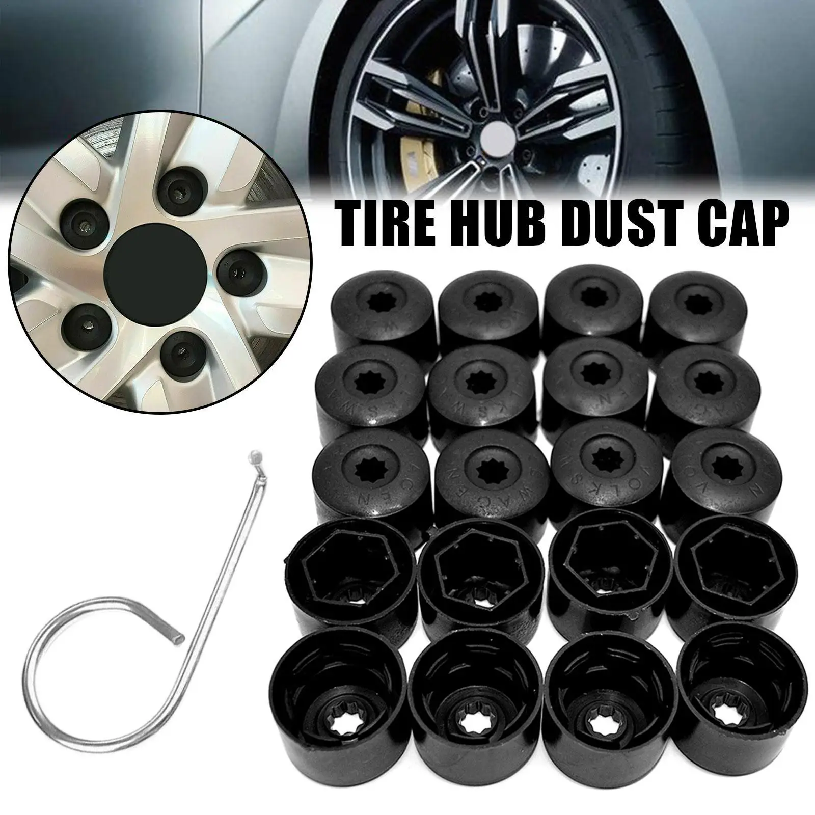 

20pcs Wheel Lug Nuts Covers Caps Removal Tool Replacement for VOLKSWAGEN Lug Nut Cover Beetle CC Wheel Bolts