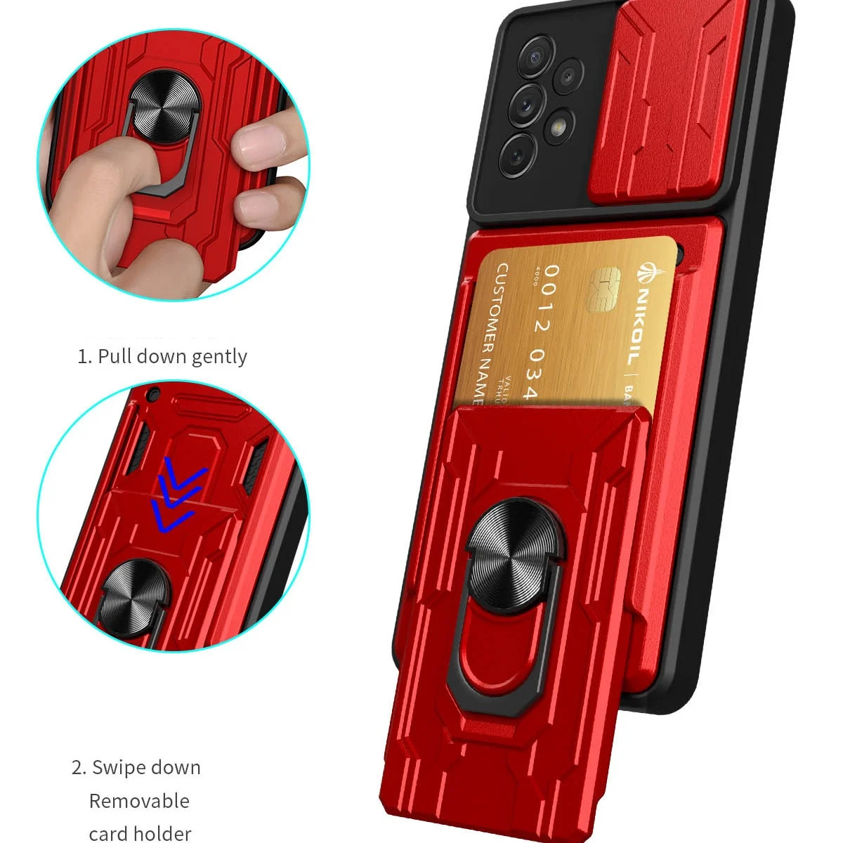 For Samsung Galaxy A33 5G Case Samsung A33 Case Rugged Armor Magnetic Bracket card storage Case Slide Camera Protection Cover